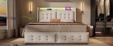 Polsterbett 180x200 Beige LED