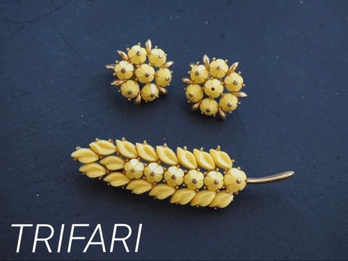 Trifari brosche ohrring set - brosche,