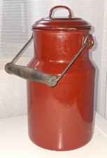 alte Emaille Milchkanne,  braun, Kanne,  Krug, TOP B40