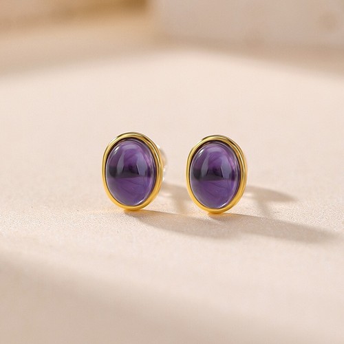 N02 ohrringe oval lila - n02,