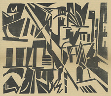 Walter Dexel - Häuser am Hang - Holzschnitt 1918