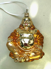 Toller großer "Buddha" Christbaumanhänger, leuchtendes gold/orange 11cmx10 cm