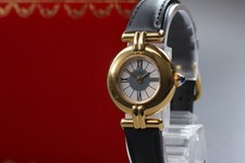Vintage [Exc + 5 Box] Cartier Must Colisee Vermeil 590002 schwarze Damenuhr Qz