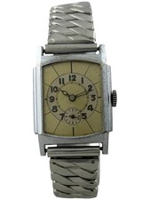 Art Deco Herrenarmbanduhr Handaufzug mit Flexband, funktioniert