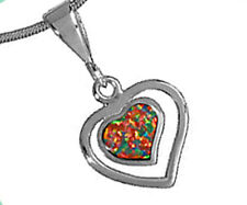 925 ECHT SILBER RHODINIERT *** Opal Herz Anhänger Kettenanhänger 25 mm