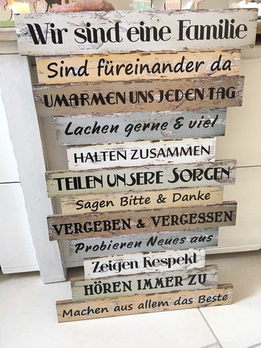 Deko holz schild - holz-schild, family-rules