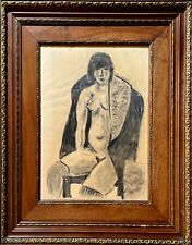 „Sitzender weiblicher Akt" (erinnert an Amedeo Modigliani ) Farbkreide