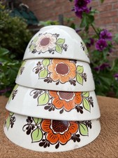 4 x DDR Torgau Keramik Schüssel ISA Ostalgie VEB Blumendekor Kult