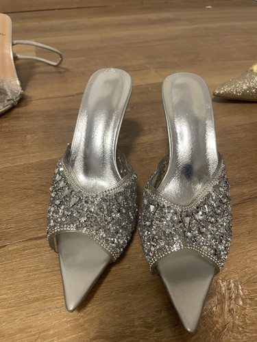 Silberne mules pantoletten - mules, /
