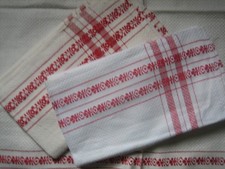 LEINEN HANDTUCH - JUGENDSTIL - 3 STÜCK - VINTAGE CA. 1920-1930 - MIT MOTIV