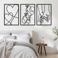 Wanddeko Metall 3D Line Art Hängende Wandbild Wandposter Posterset Büro Küche