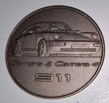 PORSCHE SAMMLER KALENDER MUENZE 1990 MEDAILLE PORSCHE 911 CARRERA 2 CARRERA 4