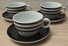 ASA Selection 3 x Kaffeetasse Tasse mit Untertassse schwarz weiß 6 tlg