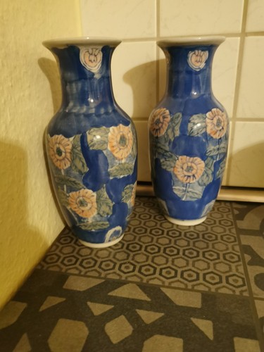 Vasen paar chinablau keramik - paar,
