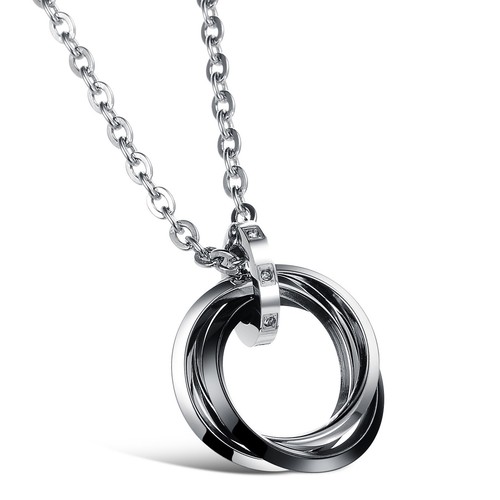 Halskette edelstahl ringe - edelstahl, 3