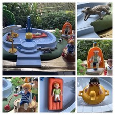 Playmobil Swimmingpool( Vintage) Hänge Schaukel Sonnenschirm Krokodil. 6 Figuren
