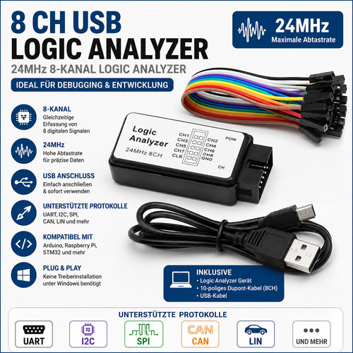 Logic analyzer kanal - 8-kanal, usb