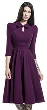 H&R London Mittellanges Kleid Damen Glamorous Velvet Tea Dress lila Rockabilly