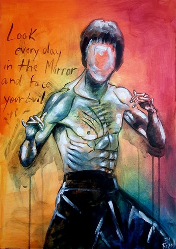 Bruce lee inspired figurative - bruce,
