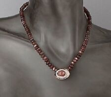 Schmuck Collier Silber 925 rosévergoldet Mondstein braun Ä566