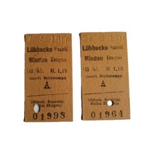 Lübbecke Staatsbh. - Minden Königstor, 1916, 2 Fahrkarten, Mindener Kreisbahn