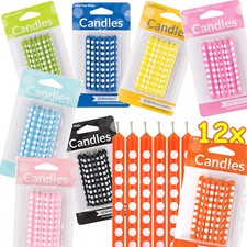 12 KUCHENKERZEN - Kerze Kindergeburtstag Polka Dots Punkte Geburtstag Deko Party