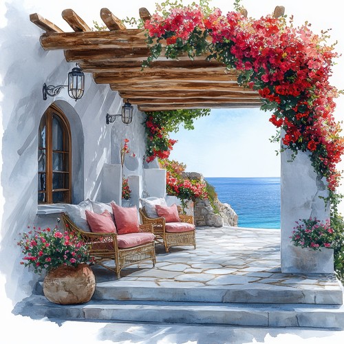 Wandbild terrasse meer - terrasse,