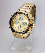 Herren Sportuhr Armbanduhr Gold  Neu Beleuchtung