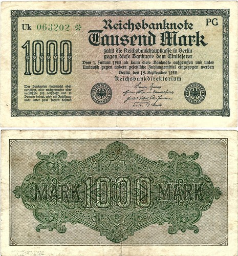 Reichsbanknote 1000 mark 1922 - reichsbanknote,