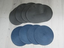 Tischsets 2 x 4 / anthrazit + blau / oval + rund / Bastoptik