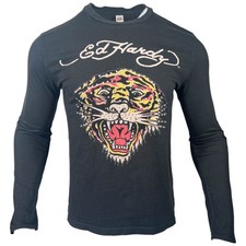 Ed Hardy  T-Shirt Tiger Langarm LS Vintage 2000er  Y2K Größe S Schwarz