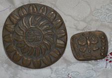 2 x Bronze Platte   rund D =