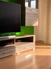 ***Wohnwand*** TV Lowboard, 2 Reagale und Vitrine Mit Beleuchtung