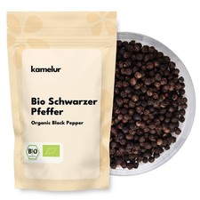 (26,90 EUR/kg) 1kg BIO Pfeffer schwarz ganz, Schwarze Pfefferkörner BIO