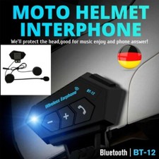 Motorrad Helm Bluetooth.Headset Kopfhörer Schwarz BT-12 DE NEU
