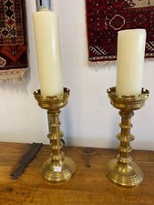 2  Kerzenhalter Kerzenleuchter antike Messing Altarleuchter  massiv 1,3 kg  12