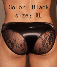 Herren Tanga Slip Schwarz Mesh