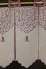 Scheibengardine Bistro Gardine 44 cm hoch 013679 bestickt lila weiß Größenwahl