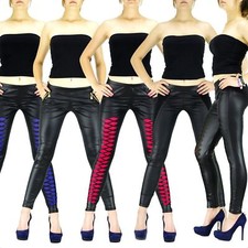 Leder Optik SEXY Damen Leggings Hose Jeggings Treggings Leggins XS S M L XL Ar5