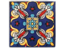 Handbemalte Fliese "Arely Azul" aus Mexiko, Kachel, ca. 10x10cm, blau, Ornament