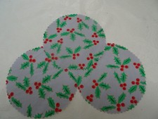 12 Stoff-Deckchen-Set / Deko-Haube Grau ILEX BLÄTTER  Einmachgläser Marmeladen