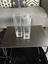 2 Glasvasen  Eckig  Höhe ca