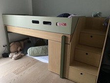 Flexa Popsicle halbhohes Bett grün mit Zubehör