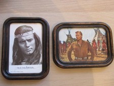 PIERRE BRICE + LEX BARKER Original  signierte Karten /Foto 70er Jahre im Rahmen