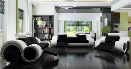 Ledersofa usb sofagarnitur - +,