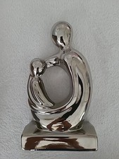 Deko Figur Statue Mutter & Kind Keramik Chromoptik Abstrakt Modern