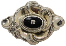 ? 800er Silber Brosche um 1900 Biedermeier Stil Schmuck - 3,65 x 2,6 cm / 4,81g