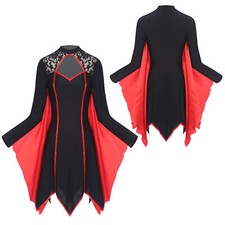 Damen Teufel Kostüm Nachtclub Halloween Unregelmäßiger Schnitt Vampir Kleid