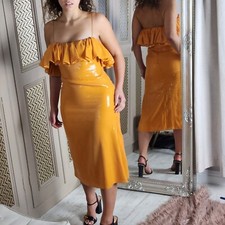 Halpern Runway Safran Pailletten drapiert Midi Cocktailkleid Kleid WAS £1166 FR36 UK 8