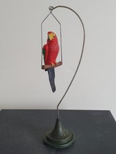 Elastolin Lineol Roter Papagei auf Drahtständer Vogel Haustier Blech Masse 17 cm